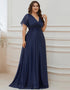V Neck Chiffon Plus Size Evening Dress For Women